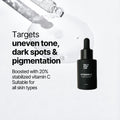 A picture of 20% vitamin c serum from Pals Skin Lab which helps to fight pigmentation and brighten skin with more glow 